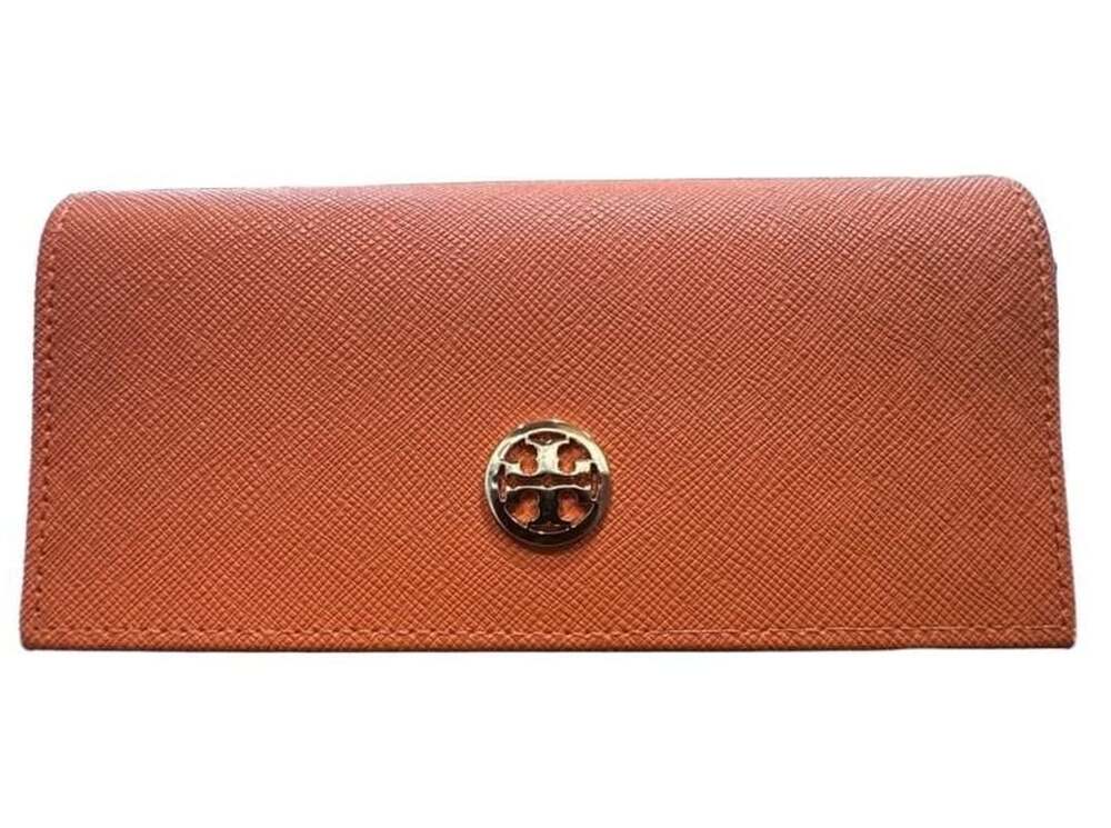 Tory Burch Orange Saffiano Leather Eyeglass Case